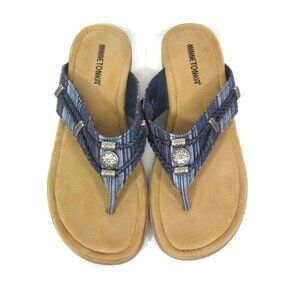 Minnetonka Silverthorne 360 Blue Denim Women's Size 9M Thong Toe Post Sandals